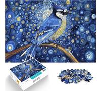 Puzzles de 1000 pièces pour Adolescents Geai Bleu dans Une Nuit étoilée Impossible Décoration Murale, Cadeaux Uniques pour Anniversaire et Noël 38x26cm