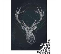 Puzzles De 1000 Pièces pour Adolescents Geometric Deer Head Wall Art Print-2 Puzzle Jeux Relaxants Cadeau d'anniversaire Cadeaux Anti-Stress 70x50cm/1000pcs