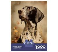 Puzzles De 1000 Pièces pour Adolescents German Shorthaired Pointer Portrait with Floral Accents Casse-têtes pour Adultes, Jeu De Réflexion, Difficile, Amusant, Activités À La Maison 38x26cm/1000pcs