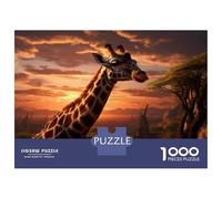 Puzzles De 1000 Pièces pour Adolescents Giraffe Wall Mural Art Print Puzzles pour Adultes Améliore La Mémoire Interaction Parent-Enfant Jouet Jeu Intellectuel 52x38cm/1000pcs