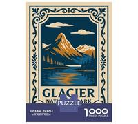 Puzzles De 1000 Pièces pour Adolescents Glacier National Park Vintage Style Puzzles pour Adultes Améliore La Mémoire Interaction Parent-Enfant Jouet Jeu Intellectuel 38x26cm/1000pcs