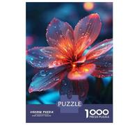 Puzzles De 1000 Pièces Pour Adolescents Glowing Flower with Water Drops Puzzles Pour Adolescents Vacances À La Maison Tuer Le Temps Stimuler Le Cerveau Amusant En Famille Et Soirée Jeux 38x26cm/1000pc