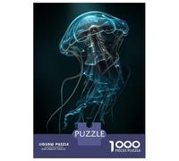 Puzzles De 1000 Pièces pour Adolescents Glowing Jellyfish in Dark Water Puzzles pour Adolescents, Jouets Anti-Stress, Cadeaux pour Femmes, Cadeaux Anti-Stress 38x26cm/1000pcs