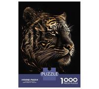Puzzles De 1000 Pièces pour Adolescents Gold Black Tiger Experessi Puzzle Jeux Relaxants Une Œuvre d'art Cadeaux d'anniversaire Uniques 52x38cm/1000pcs