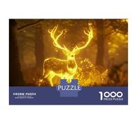 Puzzles De 1000 Pièces pour Adolescents Golden Deer Forest Scene Puzzle pour Adolescents Améliore La Mémoire Stimulant À Compléter Apprentissage Jouets Éducatifs 52x38cm/1000pcs