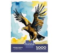 Puzzles De 1000 Pièces pour Adolescents Golden Eagle Watercolor Puzzles pour Adultes Jeux Relaxants Cadeaux pour Femmes Interaction Parent-Enfant 38x26cm/1000pcs