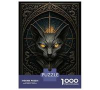 Puzzles De 1000 Pièces Pour Adolescents Golden Eyes Cat - Gothic Stained Glass Fantasy Puzzles Pour Adultes Vacances À La Maison Tuer Le Temps Entraîner Son Cerveau Et Ses Mains Cadeau D'anniversaire,