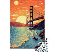 Puzzles De 1000 Pièces pour Adolescents Golden Gate Bridge Sunset-7 Puzzles pour Adultes Jeux Relaxants Cadeaux pour Femmes Interaction Parent-Enfant 52x38cm/1000pcs