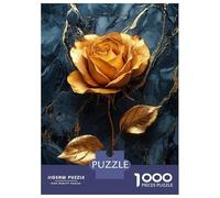 Puzzles De 1000 Pièces pour Adolescents Golden Rose on Marble Puzzles pour Adultes Jeux Relaxants Cadeaux pour Femmes Interaction Parent-Enfant 38x26cm/1000pcs