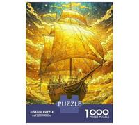 Puzzles De 1000 Pièces pour Adolescents Golden Ship in The Clouds Puzzles pour Adultes, Jouets, Décoration Murale, Cadeaux Uniques pour Femmes, Anniversaires Et Présents 38x26cm/1000pcs