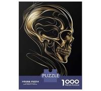 Puzzles De 1000 Pièces pour Adolescents Golden Skull of Eternity Puzzles pour Adolescents Jeux Relaxants pour S'amuser en Famille Offrez-Leur Un Cadeau 38x26cm/1000pcs