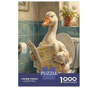 Puzzles De 1000 Pièces pour Adolescents Goose Reading Newspaper on Toilet Puzzles pour Adultes Jeu Familial Cadeaux pour Femmes Difficile Et Stimulant 70x50cm/1000pcs