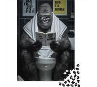 Puzzles De 1000 Pièces pour Adolescents Gorilla Reading How to Be Human Puzzles pour Adultes Jeux De Société Cadeaux pour Femmes Stimule Le Cerveau 52x38cm/1000pcs