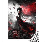 Puzzles De 1000 Pièces pour Adolescents Gothic Anime Girl with Butterflies Puzzle pour Adultes, Jouets À Monter Soi-même, Amusants Et Humoristiques, pour Stimuler Le Cerveau 70x50cm/1000pcs