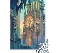 Puzzles De 1000 Pièces pour Adolescents Gothic Cathedral Illustration-1 Puzzles pour Adultes Jeux Relaxants Cadeaux pour Femmes Interaction Parent-Enfant 70x50cm/1000pcs