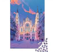 Puzzles De 1000 Pièces pour Adolescents Gothic Cathedral in Pastel Colors Puzzle Adulte, Jouet, Décoration Murale, Art Mural, Cadeaux d'anniversaire Uniques 70x50cm/1000pcs