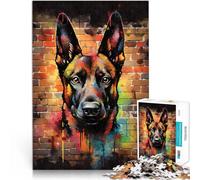 Puzzles de 1000 pièces pour Adolescents Graffiti Malinois Belge Compétition de Vitesse Manuelle Une œuvre d'art 75x50cm