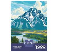 Puzzles De 1000 Pièces pour Adolescents Grand Teton National Park Illustration Puzzle Adulte Anti-Stress, Jeu De Vitesse, Défi Éducatif 70x50cm/1000pcs