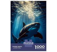 Puzzles De 1000 Pièces pour Adolescents Great White Shark Underwater Sunlight Puzzle pour Adolescents - Défi Difficile - Jeu Éducatif - Amusant en Famille Et Soirée Jeux 52x38cm/1000pcs