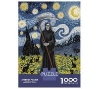 Puzzles De 1000 Pièces pour Adolescents Grim Cats on Starry Night Puzzle Jeux Relaxants Cadeaux pour Femmes Cadeaux De Noël Et d'anniversaire 52x38cm/1000pcs