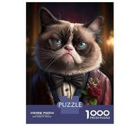 Puzzles De 1000 Pièces pour Adolescents Grumpy Cat Fancy Suit Casse-têtes pour Adultes, Jeu De Réflexion, Difficile, Amusant, Activités À La Maison 38x26cm/1000pcs