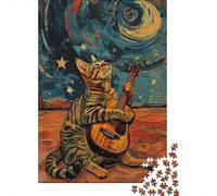 Puzzles De 1000 Pièces pour Adolescents Guitar Playing Cat Art Print-1 Puzzle Adulte, Jouet, Décoration Murale, Art Mural, Cadeaux d'anniversaire Uniques 70x50cm/1000pcs