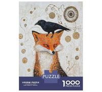Puzzles De 1000 Pièces pour Adolescents Gustav Klimt Fox and Raven Puzzle Jeux Relaxants Décoration Murale Cadeaux pour Les Amis Et La Famille 52x38cm/1000pcs