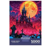 Puzzles De 1000 Pièces pour Adolescents Halloween Castle Under A Full Moon Puzzle Adulte Jeu Manuel Améliore La Mémoire Réduit Le Stress Cadeaux 52x38cm/1000pcs