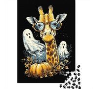 Puzzles De 1000 Pièces Pour Adolescents Halloween Giraffe with Ghosts Puzzles Pour Adultes Vacances À La Maison Tuer Le Temps Entraîner Son Cerveau Et Ses Mains Cadeau D'anniversaire, Cadeaux De Voyag