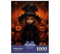 Puzzles De 1000 Pièces pour Adolescents Halloween Witch with Pumpkins Puzzles pour Adolescents, Jouets À Monter Soi-même, Analyse Et Logique, Cadeau d'anniversaire Ou De Noël 38x26cm/1000pcs