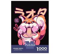 Puzzles De 1000 Pièces pour Adolescents Happy Fox Eating Ramen Puzzle Adulte À Faire Soi-même, Jouets Anti-Stress, Cadeaux De Noël Et d'anniversaire 38x26cm/1000pcs