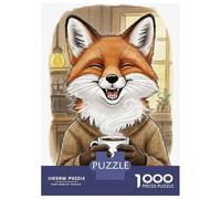 Puzzles De 1000 Pièces pour Adolescents Happy Fox with Coffee Puzzle Adulte Anti-Stress, Jeu De Vitesse, Défi Éducatif 70x50cm/1000pcs