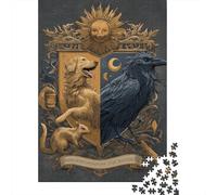 Puzzles De 1000 Pièces pour Adolescents Harmonious Crest Sun, Moon, Raven, Squirrel Puzzles pour Adultes Vacances À La Maison Tuer Le Temps Entraîner Son Cerveau Et Ses Mains Cadeau d'anniversaire, C