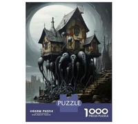 Puzzles De 1000 Pièces pour Adolescents Haunting Gothic House on Water Puzzles pour Adultes Jeux De Société pour S'amuser en Famille Offrez-Leur des Cadeaux 70x50cm/1000pcs