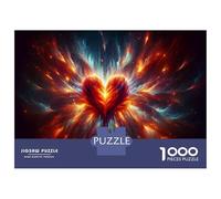 Puzzles De 1000 Pièces pour Adolescents Heart Shaped Fire Art Print Puzzle À Monter Soi-même, Jouets pour S'amuser en Famille, Cadeau d'anniversaire Ou De Noël 38x26cm/1000pcs