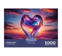 Puzzles De 1000 Pièces pour Adolescents Heart-Shaped Sunset Balloon Puzzle Jeux Relaxants Cadeau d'anniversaire Cadeaux Anti-Stress 52x38cm/1000pcs