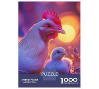 Puzzles De 1000 Pièces pour Adolescents Hen and Chick at Sunset Puzzle pour Adultes Jeux Amusants Décoration Murale Cadeaux Uniques pour Anniversaire Et Noël 38x26cm/1000pcs