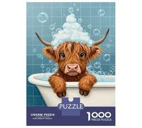 Puzzles De 1000 Pièces pour Adolescents Highland Cow in Bathtub with Bubbles Puzzles pour Adultes, Jouets, Décoration Murale, Cadeaux Uniques pour Femmes, Anniversaires Et Présents 70x50cm/1000pcs