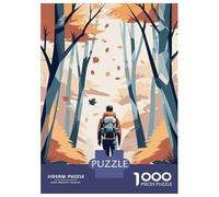 Puzzles De 1000 Pièces pour Adolescents Hiker Hiking Through an Autumn Forest Puzzle pour Adolescents Améliore La Mémoire Stimulant À Compléter Apprentissage Jouets Éducatifs 38x26cm/1000pcs