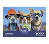 Puzzles De 1000 Pièces pour Adolescents Hipster Dogs and Parrot Art Print Puzzles pour Adolescents Jeux Relaxants pour S'amuser en Famille Offrez-Leur Un Cadeau 70x50cm/1000pcs