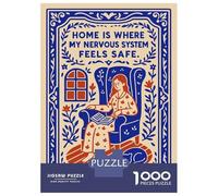 Puzzles De 1000 Pièces pour Adolescents Home is Where My Nervous System Feels Safe Puzzles pour Adolescents Découpe De Précision Stimule Le Cerveau Cadeaux Anti-Stress 70x50cm/1000pcs