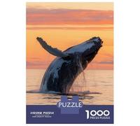 Puzzles De 1000 Pièces pour Adolescents Humpback Whale Breaching Sunset Puzzle pour Adultes Jeux Amusants Améliorent La Mémoire Aide À Exercer Le Cerveau 38x26cm/1000pcs