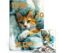 Puzzles de 1000 pièces pour Adolescents Il est Temps de Dormir, Chat Jeu Stimulant Chaque pièce est Unique - Jeu Familial Stimulant et Amusant 38x26cm