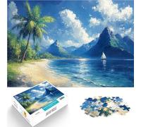 Puzzles de 1000 pièces pour Adolescents Île de rêve Tropicale Défi Difficile pour soulager Le Stress Jeu de défi Unique 75x50cm