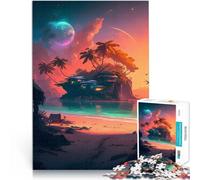 Puzzles de 1000 pièces pour Adolescents île La mer du Milieu Jouets éducatifs d'apprentissage Œuvre d'art 38x26cm