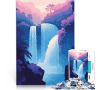 Puzzles de 1000 pièces pour Adolescents Illustration d'art Minimaliste rétro synthétisé en Cascade Zen Jeu Stimulant Idées Cadeaux 38x26cm