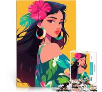 Puzzles de 1000 pièces pour Adolescents Illustration Minimaliste d'une Robe de Vacances Tropicale pour Fille Jeu Stimulant Œuvre d'art 38x26cm