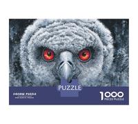 Puzzles De 1000 Pièces pour Adolescents Intense Owl Portrait with Red Eyes Puzzles pour Adolescents : Un Jeu Éducatif Amusant Et Humoristique, Un Défi Intellectuel 38x26cm/1000pcs