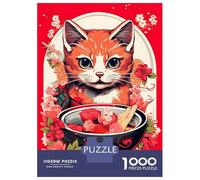 Puzzles De 1000 Pièces pour Adolescents Japan Cat Ramen Ruby Art Puzzle pour Adultes, Jouets À Monter Soi-même, Difficile, Idéal comme Cadeau pour Toute La Famille 38x26cm/1000pcs