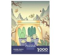 Puzzles De 1000 Pièces pour Adolescents Japanese Cactus Vintage Puzzle pour Adultes Jeux Relaxants Décoration Intérieure Jeu Stimulant Cadeaux 52x38cm/1000pcs